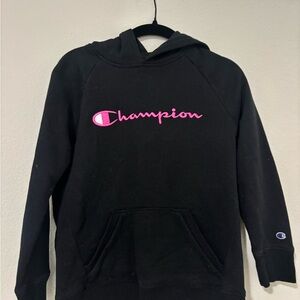 Champion Hoodie with Pink Logo